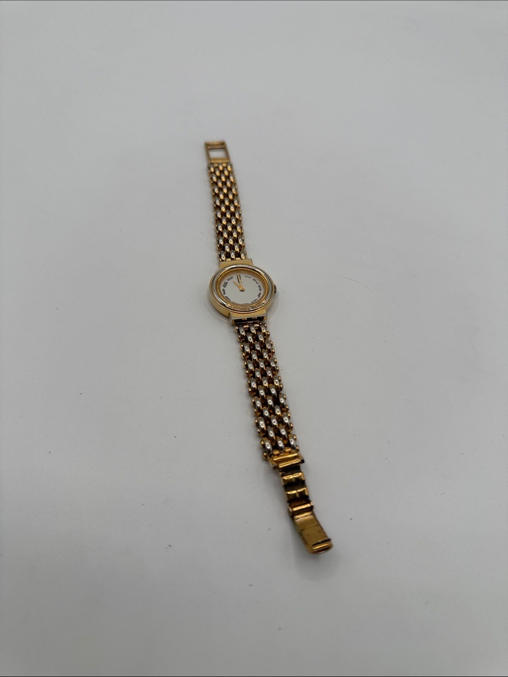 Classic Gold-Tone Women's Bracelet Watch with White Dial Made in France